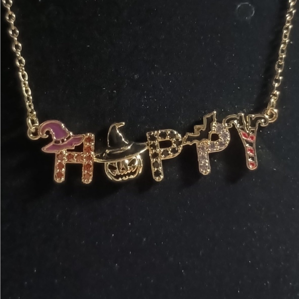Neiman Marcus 14k Gold Plated Halloween Crystal Necklace - Picture 2 of 4